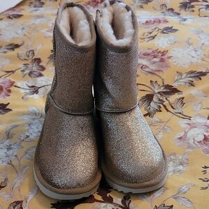 Girls Ugg Sparkly Gold Boots